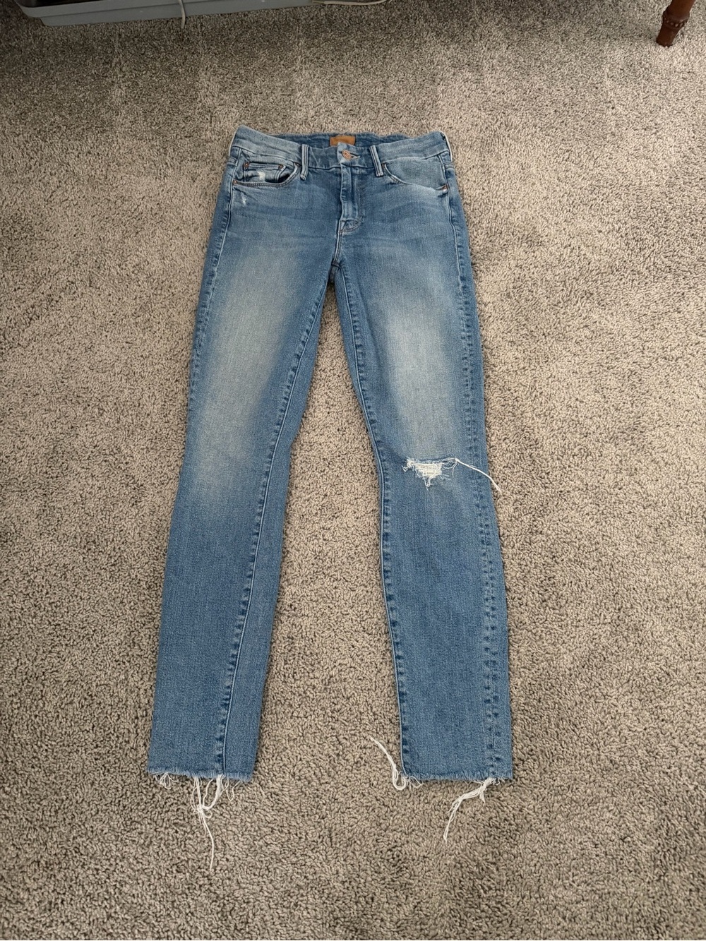 Mother Denim Looker Ankle Fray Jeans In Love Gun Wash Size 25